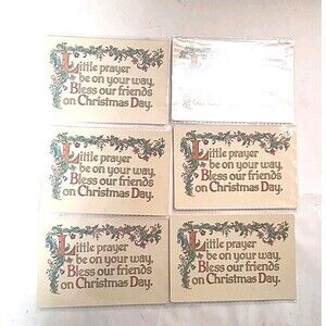 6 VTG Hallmark Christmas Holiday Greeting PostCards Holly Friend Prayer EPHEMERA